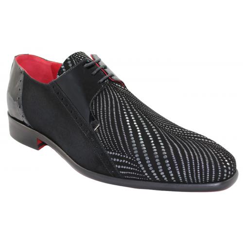 Emilio Franco "EF16" Swirl Genuine Calf / Black Suede Print Leather Dress Shoes.